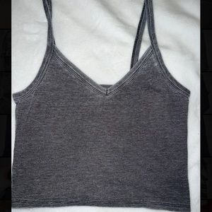 American eagle cropped tan top